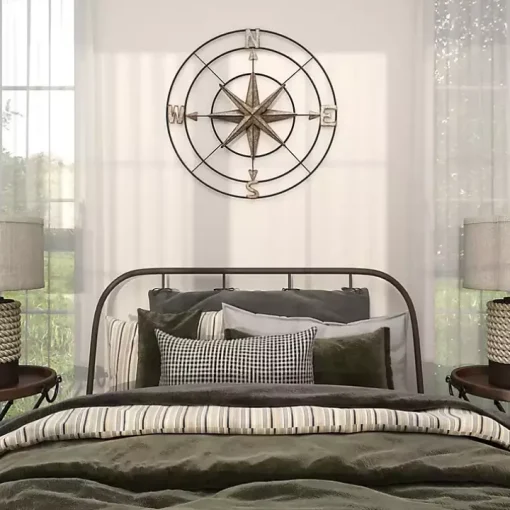 Silver Compass Rose Outdoor Plaque