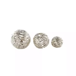 Silver Cut-Out Metal Orbs, Set of 3