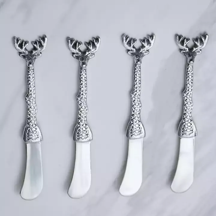 Silver Deer Cheese Spreaders, Set of 4