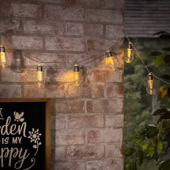Silver Glass Bulb Solar Outdoor String Lights