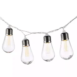 Silver Glass Bulb Solar Outdoor String Lights