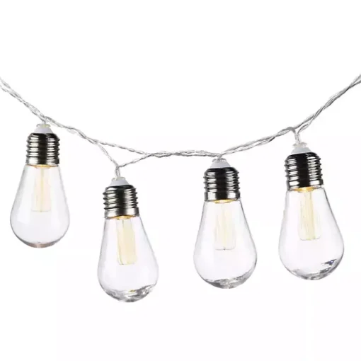 Silver Glass Bulb Solar Outdoor String Lights