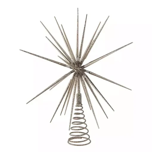 Silver Glitter Starburst Tree Topper
