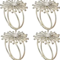 Silver Glitter Starburst 4-pc. Napkin Ring Set