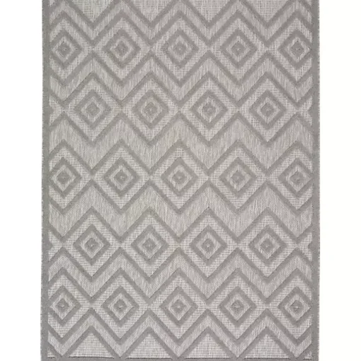 Silver Gray Diamond Indoor/Outdoor Area Rug, 4x6