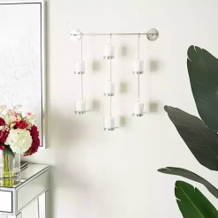 Silver Hanging Glass Votive Wall Plaque