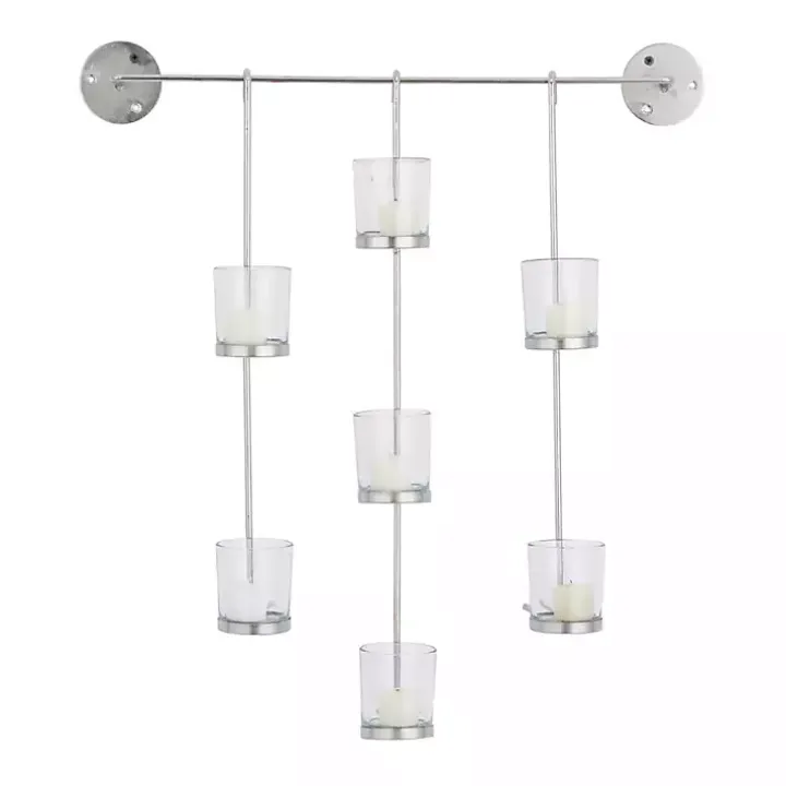 Silver Hanging Glass Votive Wall Plaque