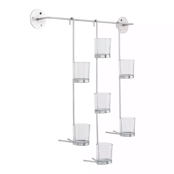 Silver Hanging Glass Votive Wall Plaque