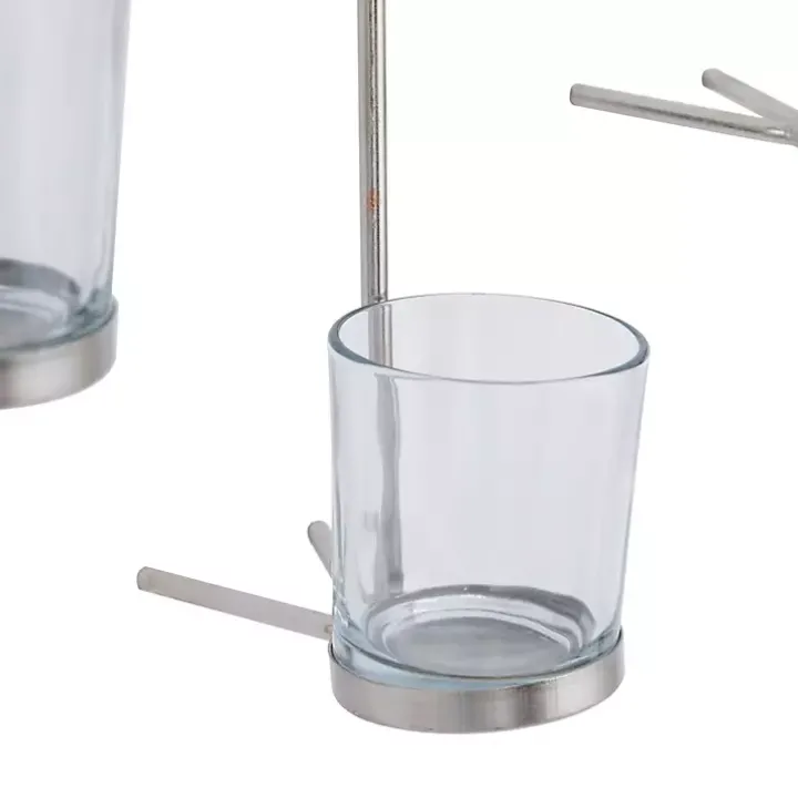 Silver Hanging Glass Votive Wall Plaque