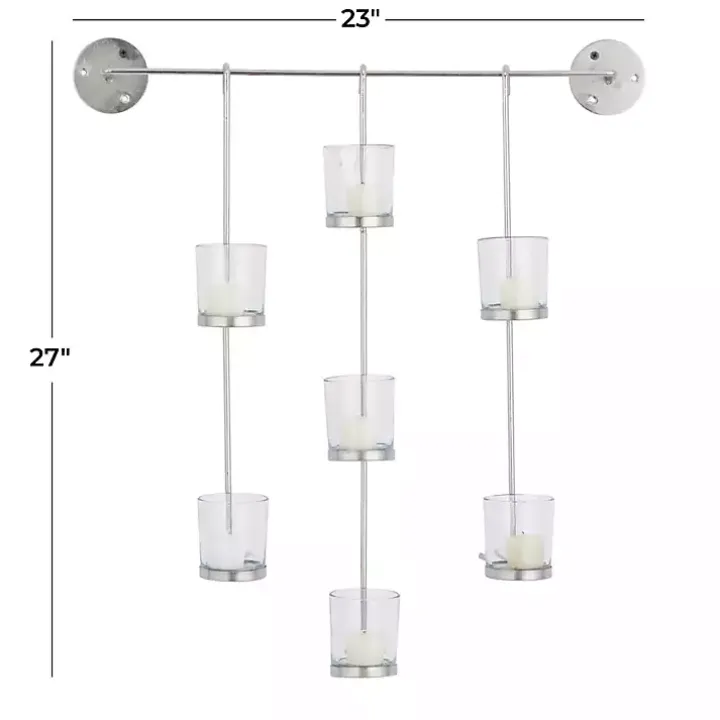 Silver Hanging Glass Votive Wall Plaque