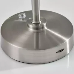 Silver Metal Cone Shade Cordless Table Lamp