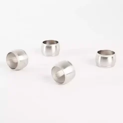 Silver Metal Round Napkin Rings, Set of 4