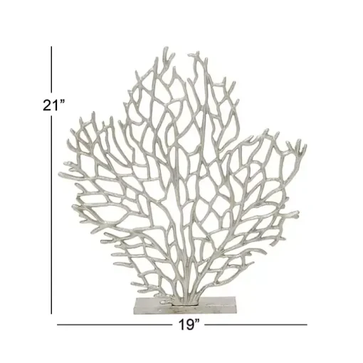 Silver Metallic Coastal Branch Statue