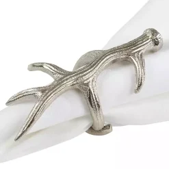 Silver Reindeer Antler Napkin Rings, Set of 4