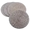 Silver Round Woven Rattan Placemats, Set of 4