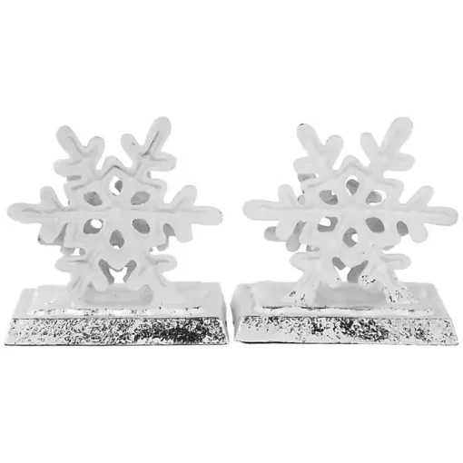 Silver Snowflake Stocking Holders, Set of 2