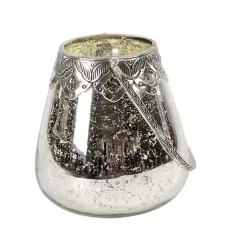 Silver Speckled Votive Candle Holders, Set of 3