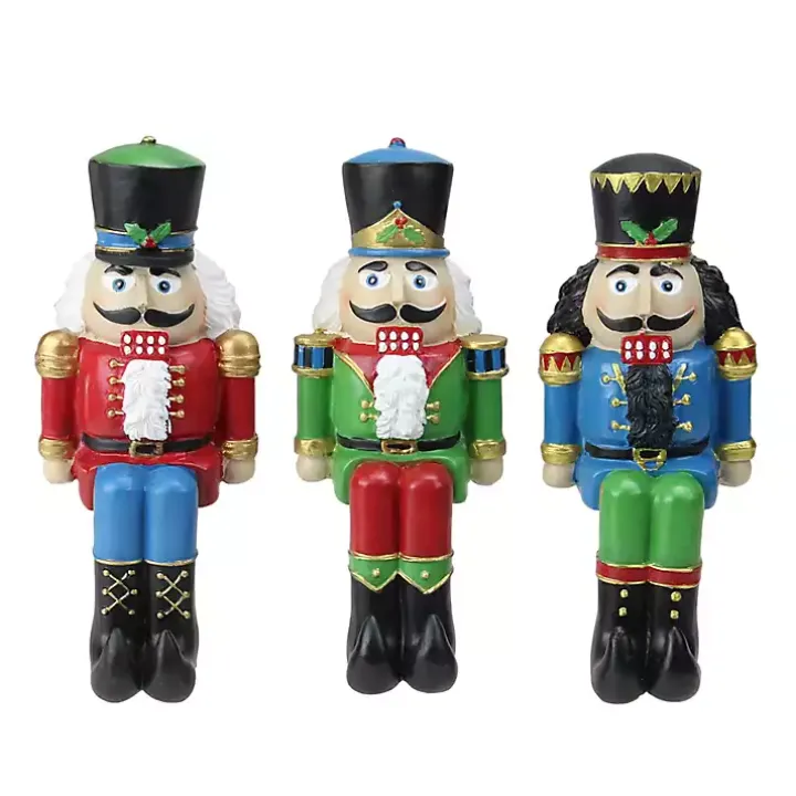 Sitting Nutcrackers Stocking Holders, Set of 3
