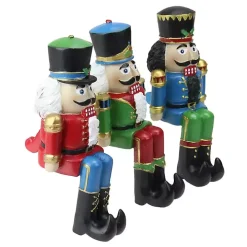 Sitting Nutcrackers Stocking Holders, Set of 3