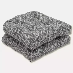 Slate Herringbone Outdoor Seat Cushions, Set of 2