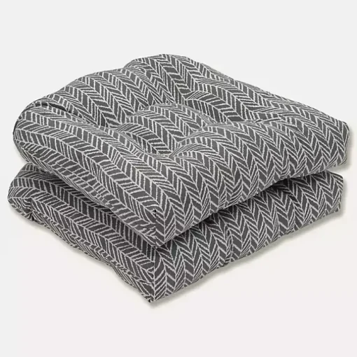 Slate Herringbone Outdoor Seat Cushions, Set of 2