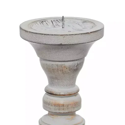 Slate Rustic Mango Wood 3-pc. Candle Holder Set