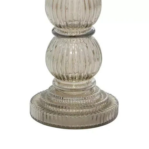 Smoke Gray Glass Pillar Candle Holders, Set of 3