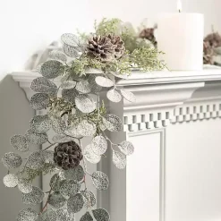 Snow Dusted Eucalyptus and Pinecone Garland