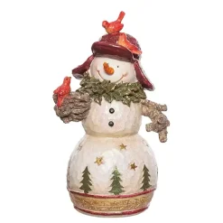 Snowman Figurine with Cardinals Figurine