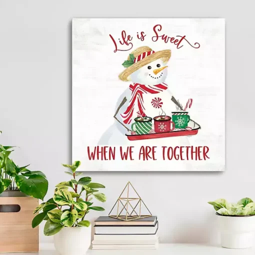 Snowman Life is Sweet Christmas Wall Plaque