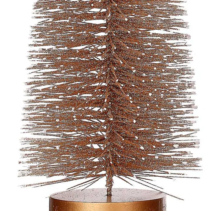 Snowy Bronze Bristle Christmas Trees, Set of 3