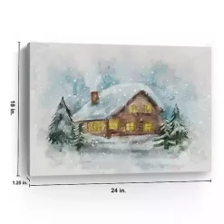 Snowy Cabin Canvas Art Print
