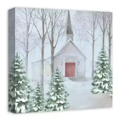 Snowy Church Canvas Art Print