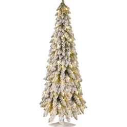 Snowy Downswept Pre-Lit Alpline Tree, 5 ft.