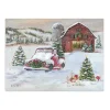 Snowy Farm with Truck Christmas Canvas Art Print