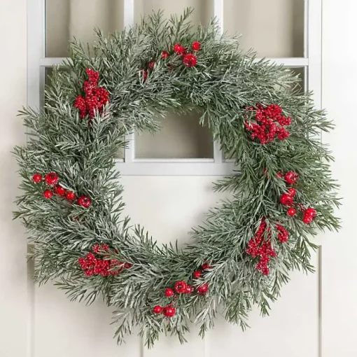 Snowy Japanese Pine and Berry Wreath