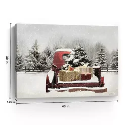 Snowy Presents and Red Truck Canvas Art Print