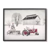 Snowy Red Tractor Framed Art Print