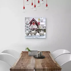 Snowy Sheep Christmas Canvas Art Print