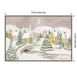 Snowy Tree Scene Christmas Canvas Wall Plaque