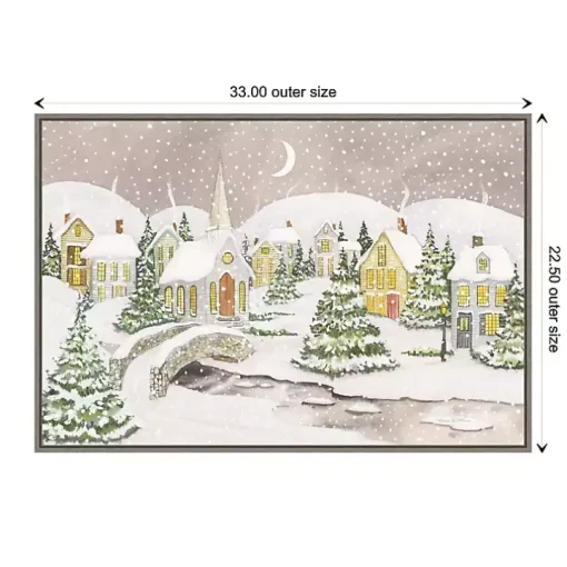 Snowy Tree Scene Christmas Canvas Wall Plaque