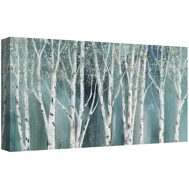 Soft Birch on Blue Canvas Art Print