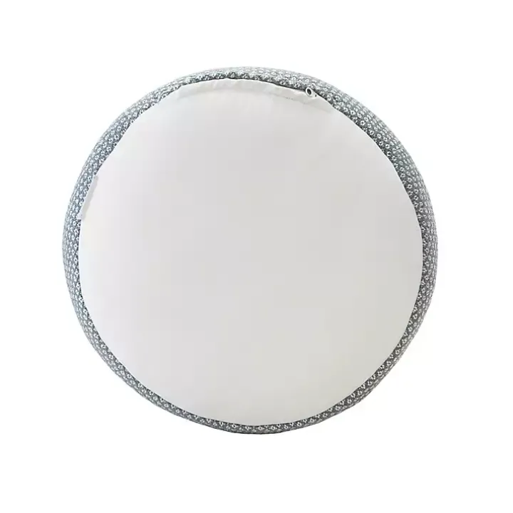 Soft Blue Simple Stripe Outdoor Pouf