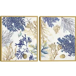 Soft Corals Framed Canvas Art Prints, Set of 2