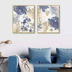 Soft Corals Framed Canvas Art Prints, Set of 2