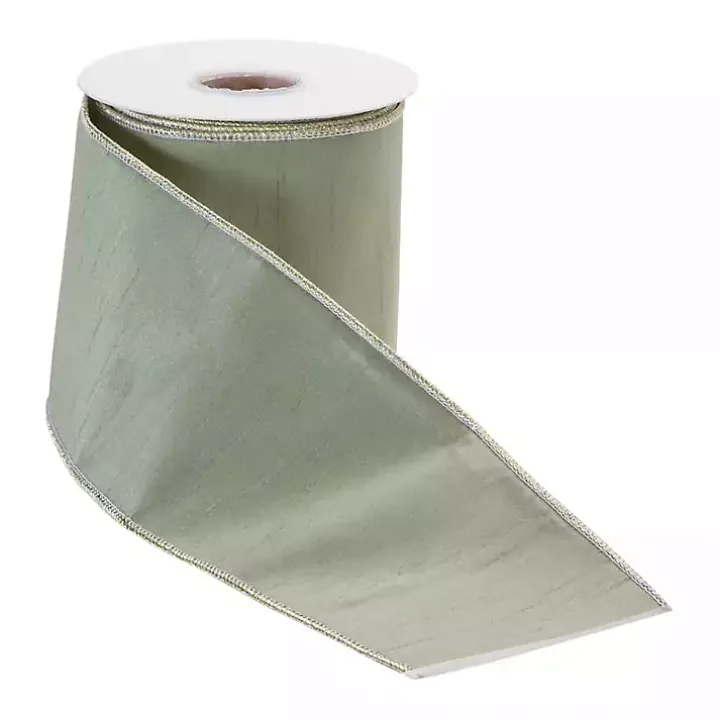 Soft Green Shimmer 10 yard Christmas Ribbon