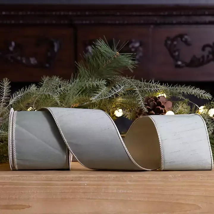 Soft Green Shimmer 10 yard Christmas Ribbon