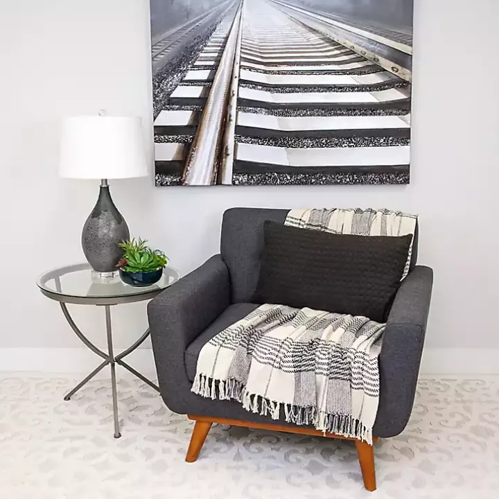 Solid Charcoal Textured Lumbar Pillow