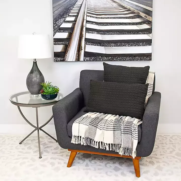 Solid Charcoal Textured Lumbar Pillow