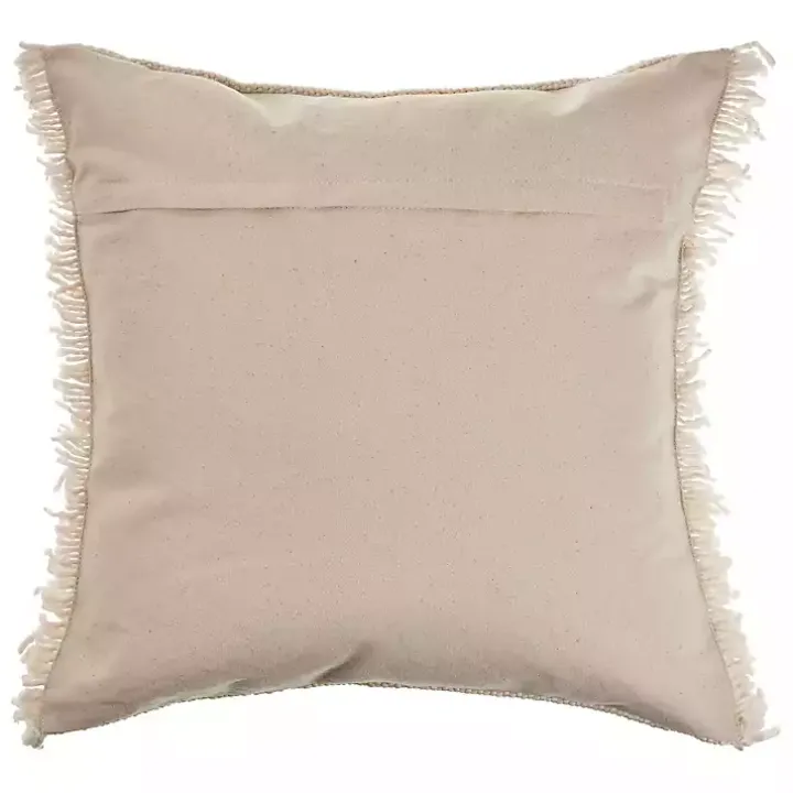 Solid Ivory Accent Pillow with Fringe